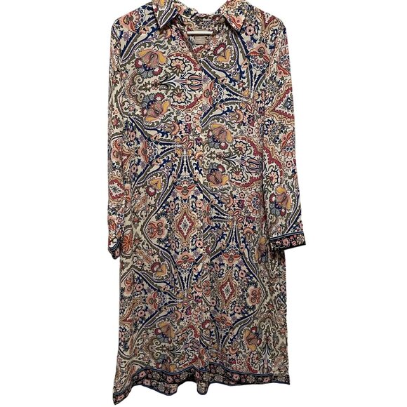 Chico's Floral Paisley Button-Down Dress Size 14P - Picture 1 of 8
